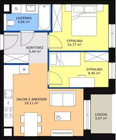 3 pokoje, mieszkanie 48,54 m², piętro 3, oferta nr B7A-K1-3-33, Żerniki Na Novo II, Wrocław, Żerniki, ul. Maxa Berga