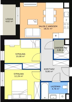 3 pokoje, mieszkanie 57,53 m², piętro 1, oferta nr B7B-K1-1-3, Żerniki Na Novo II, Wrocław, Żerniki, ul. Maxa Berga