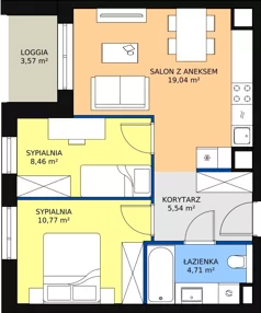 3 pokoje, mieszkanie 48,52 m², piętro 1, oferta nr B7B-K1-1-4, Żerniki Na Novo II, Wrocław, Żerniki, ul. Maxa Berga