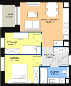 3 pokoje, mieszkanie 48,47 m², piętro 2, oferta nr B7B-K1-2-16, Żerniki Na Novo II, Wrocław, Żerniki, ul. Maxa Berga
