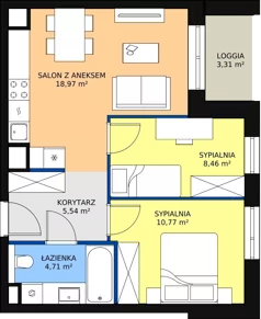 3 pokoje, mieszkanie 48,40 m², piętro 2, oferta nr B7B-K1-2-19, Żerniki Na Novo II, Wrocław, Żerniki, ul. Maxa Berga