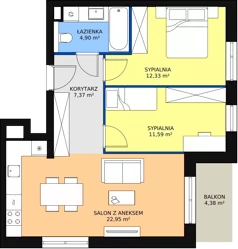3 pokoje, mieszkanie 59,07 m², piętro 2, oferta nr B7B-K1-2-23, Żerniki Na Novo II, Wrocław, Żerniki, ul. Maxa Berga