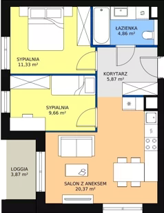 3 pokoje, mieszkanie 52,07 m², piętro 2, oferta nr B7B-K1-2-24, Żerniki Na Novo II, Wrocław, Żerniki, ul. Maxa Berga