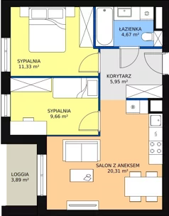 3 pokoje, mieszkanie 51,90 m², piętro 2, oferta nr B7B-K1-2-25, Żerniki Na Novo II, Wrocław, Żerniki, ul. Maxa Berga
