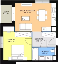 2 pokoje, mieszkanie 43,46 m², piętro 4, oferta nr B7B-K1-4-42, Żerniki Na Novo II, Wrocław, Żerniki, ul. Maxa Berga