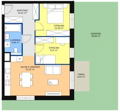 3 pokoje, mieszkanie 55,96 m², piętro 1, oferta nr B6-K3-1-6, Żerniki Na Novo II, Wrocław, Żerniki, ul. Maxa Berga