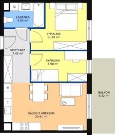 3 pokoje, mieszkanie 53,57 m², piętro 2, oferta nr B8-k2-2-11, Żerniki Na Novo II, Wrocław, Żerniki, ul. Maxa Berga