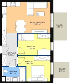 3 pokoje, mieszkanie 57,61 m², piętro 2, oferta nr B8-k2-2-12, Żerniki Na Novo II, Wrocław, Żerniki, ul. Maxa Berga