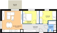 3 pokoje, mieszkanie 55,81 m², piętro 2, oferta nr B8-k2-2-6, Żerniki Na Novo II, Wrocław, Żerniki, ul. Maxa Berga