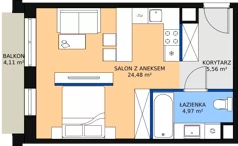 1 pokój, mieszkanie 34,87 m², piętro 4, oferta nr B8-K2-4-26, Żerniki Na Novo II, Wrocław, Żerniki, ul. Maxa Berga
