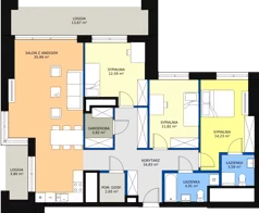 4 pokoje, mieszkanie 111,77 m², piętro 1, oferta nr a.1.1.04, ATAL SKY+ II, Katowice, Wełnowiec-Józefowiec, Wełnowiec, al. Wojciecha Korfantego 93-99