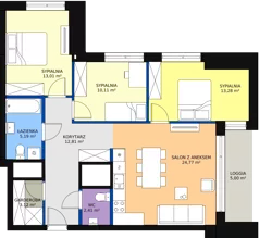4 pokoje, mieszkanie 87,80 m², piętro 1, oferta nr a.2.1.01, ATAL SKY+ II, Katowice, Wełnowiec-Józefowiec, Wełnowiec, al. Wojciecha Korfantego 93-99