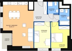 3 pokoje, mieszkanie 83,76 m², piętro 1, oferta nr a.2.1.05, ATAL SKY+ II, Katowice, Wełnowiec-Józefowiec, Wełnowiec, al. Wojciecha Korfantego 93-99