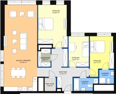 4 pokoje, mieszkanie 134,34 m², piętro 17, oferta nr a.1.17.04, ATAL SKY+ II, Katowice, Wełnowiec-Józefowiec, Wełnowiec, al. Wojciecha Korfantego 93-99