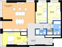 4 pokoje, mieszkanie 123,76 m², piętro 17, oferta nr a.2.17.06, ATAL SKY+ II, Katowice, Wełnowiec-Józefowiec, Wełnowiec, al. Wojciecha Korfantego 93-99