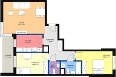 3 pokoje, mieszkanie 83,44 m², piętro 7, oferta nr b.2.7.05, ATAL SKY+ II, Katowice, Wełnowiec-Józefowiec, Wełnowiec, al. Wojciecha Korfantego 93-99