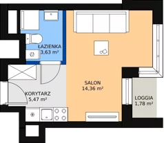 1 pokój, apartament inwestycyjny 24,11 m², piętro 1, oferta nr c.1.1.08, ATAL SKY+ Apartamenty Inwestycyjne, Katowice, Wełnowiec-Józefowiec, Wełnowiec, al. Wojciecha Korfantego 85