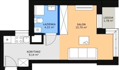 1 pokój, apartament inwestycyjny 24,94 m², piętro 1, oferta nr c.2.1.02, ATAL SKY+ Apartamenty Inwestycyjne, Katowice, Wełnowiec-Józefowiec, Wełnowiec, al. Wojciecha Korfantego 85