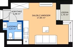 1 pokój, apartament inwestycyjny 24,98 m², piętro 1, oferta nr c.2.1.04, ATAL SKY+ Apartamenty Inwestycyjne, Katowice, Wełnowiec-Józefowiec, Wełnowiec, al. Wojciecha Korfantego 85