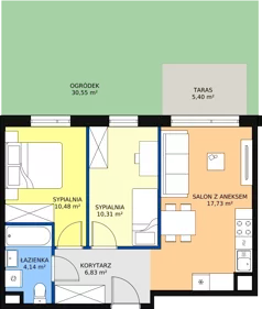 3 pokoje, mieszkanie 49,49 m², piętro 3, oferta nr A.01.3.33, Warszawska 58A, Warszawa, Ursus, Niedźwiadek, ul. Warszawska 58a