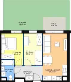 3 pokoje, mieszkanie 49,49 m², piętro 3, oferta nr A.01.3.33, Warszawska 58A, Warszawa, Ursus, Niedźwiadek, ul. Warszawska 58a