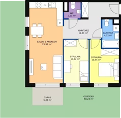 3 pokoje, mieszkanie 65,72 m², piętro 1, oferta nr B.01.1.09, Warszawska 58A, Warszawa, Ursus, Niedźwiadek, ul. Warszawska 58a