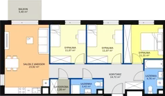 4 pokoje, mieszkanie 82,41 m², piętro 1, oferta nr B.01.1.10, Warszawska 58A, Warszawa, Ursus, Niedźwiadek, ul. Warszawska 58a