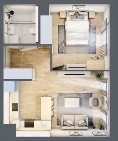 2 pokoje, mieszkanie 40,28 m², piętro 2, oferta nr 5.02.B09, Ogrody Andersa, Gliwice, Wojska Polskiego, ul. Leopolda Okulickiego