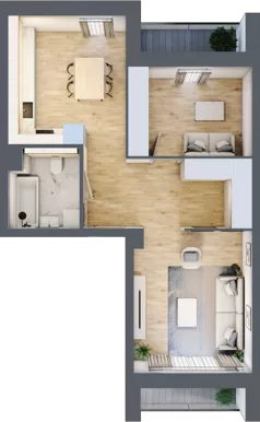 1 pokój, mieszkanie 52,99 m², piętro 2, oferta nr 5.02.B13, Ogrody Andersa, Gliwice, Wojska Polskiego, ul. Leopolda Okulickiego
