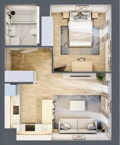 2 pokoje, mieszkanie 40,53 m², piętro 3, oferta nr 5.03.B14, Ogrody Andersa, Gliwice, Wojska Polskiego, ul. Leopolda Okulickiego