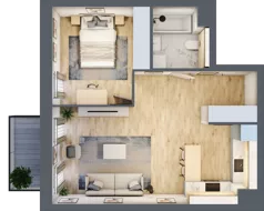 2 pokoje, mieszkanie 47,96 m², piętro 1, oferta nr 5.01.D08, Ogrody Andersa, Gliwice, Wojska Polskiego, ul. Leopolda Okulickiego
