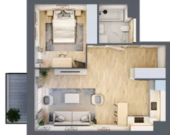 2 pokoje, mieszkanie 48,71 m², piętro 4, oferta nr 5.04.D20, Ogrody Andersa, Gliwice, Wojska Polskiego, ul. Leopolda Okulickiego