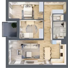 3 pokoje, mieszkanie 70,12 m², piętro 1, oferta nr B1-01-12A, Nowa Francuska I, Katowice, Osiedle Paderewskiego-Muchowiec, Muchowiec, ul. Szybowcowa