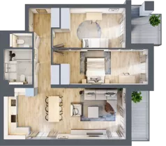 3 pokoje, mieszkanie 77,33 m², piętro 2, oferta nr B1-02-21A, Nowa Francuska I, Katowice, Osiedle Paderewskiego-Muchowiec, Muchowiec, ul. Szybowcowa