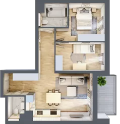 3 pokoje, mieszkanie 57,72 m², piętro 6, oferta nr B1-06-58A, Nowa Francuska I, Katowice, Osiedle Paderewskiego-Muchowiec, Muchowiec, ul. Szybowcowa