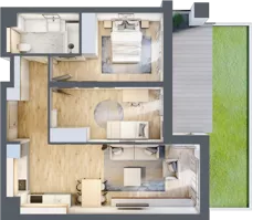 3 pokoje, mieszkanie 60,81 m², piętro 1, oferta nr B2-01-10B, Nowa Francuska I, Katowice, Osiedle Paderewskiego-Muchowiec, Muchowiec, ul. Szybowcowa