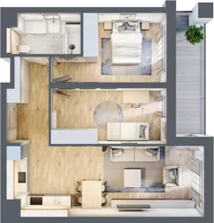 3 pokoje, mieszkanie 60,81 m², piętro 1, oferta nr B2-01-10B, Nowa Francuska I, Katowice, Osiedle Paderewskiego-Muchowiec, Muchowiec, ul. Szybowcowa