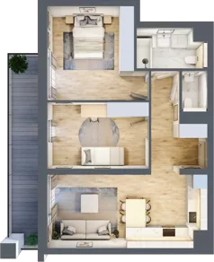 3 pokoje, mieszkanie 64,11 m², piętro 1, oferta nr B2-01-16B, Nowa Francuska I, Katowice, Osiedle Paderewskiego-Muchowiec, Muchowiec, ul. Szybowcowa