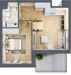 2 pokoje, mieszkanie 43,43 m², piętro 3, oferta nr B2-03-15A, Nowa Francuska I, Katowice, Osiedle Paderewskiego-Muchowiec, Muchowiec, ul. Szybowcowa