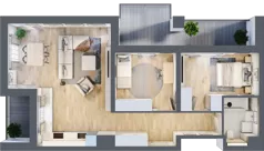 3 pokoje, mieszkanie 68,09 m², piętro 3, oferta nr B2-03-17A, Nowa Francuska I, Katowice, Osiedle Paderewskiego-Muchowiec, Muchowiec, ul. Szybowcowa