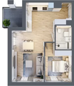 2 pokoje, mieszkanie 51,34 m², piętro 5, oferta nr B2-05-26A, Nowa Francuska I, Katowice, Osiedle Paderewskiego-Muchowiec, Muchowiec, ul. Szybowcowa