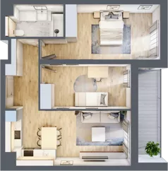 3 pokoje, mieszkanie 61,19 m², piętro 6, oferta nr B2-06-50B, Nowa Francuska I, Katowice, Osiedle Paderewskiego-Muchowiec, Muchowiec, ul. Szybowcowa