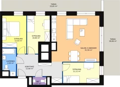 4 pokoje, mieszkanie 84,43 m², piętro 2, oferta nr H1-B-2-3, Heyki City ATAL, Szczecin, Prawobrzeże, Międzyodrze, ul. Leona Heyki