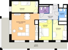4 pokoje, mieszkanie 82,33 m², piętro 7, oferta nr H1-A-7-7, Heyki City ATAL, Szczecin, Prawobrzeże, Międzyodrze, ul. Leona Heyki