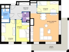 4 pokoje, mieszkanie 86,10 m², piętro 7, oferta nr H1-B-7-4, Heyki City ATAL, Szczecin, Prawobrzeże, Międzyodrze, ul. Leona Heyki