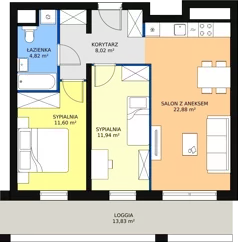 3 pokoje, mieszkanie 59,05 m², piętro 8, oferta nr H1-A-8-5, Heyki City ATAL, Szczecin, Prawobrzeże, Międzyodrze, ul. Leona Heyki