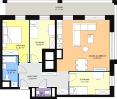 4 pokoje, mieszkanie 84,30 m², piętro 9, oferta nr H1-B-9-3, Heyki City ATAL, Szczecin, Prawobrzeże, Międzyodrze, ul. Leona Heyki