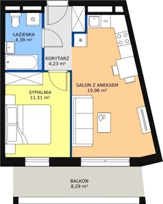2 pokoje, mieszkanie 40,46 m², piętro 2, oferta nr H2-E-2-8, Heyki City ATAL, Szczecin, Prawobrzeże, Międzyodrze, ul. Leona Heyki