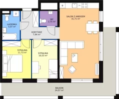 3 pokoje, mieszkanie 69,73 m², piętro 3, oferta nr H2-E-3-4, Heyki City ATAL, Szczecin, Prawobrzeże, Międzyodrze, ul. Leona Heyki