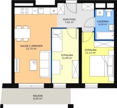 3 pokoje, apartament 56,31 m², piętro 3, oferta nr H2-E-3-7, Heyki City ATAL, Szczecin, Prawobrzeże, Międzyodrze, ul. Leona Heyki